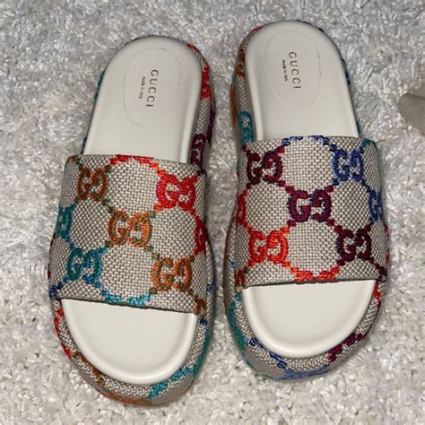 gucci multi color platform slides|Gucci platform slides cheap.